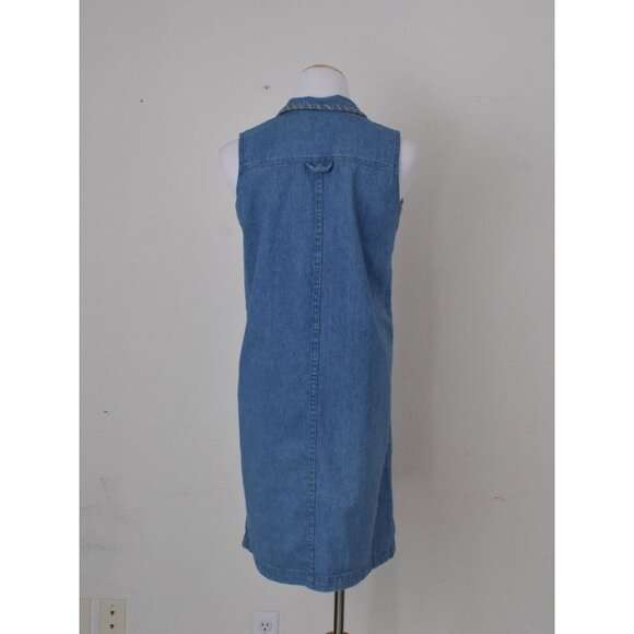 Vintage Christopher &‎ Banks Blue Denim Cotton Sleeveless Dress | size S - Picture 3 of 10
